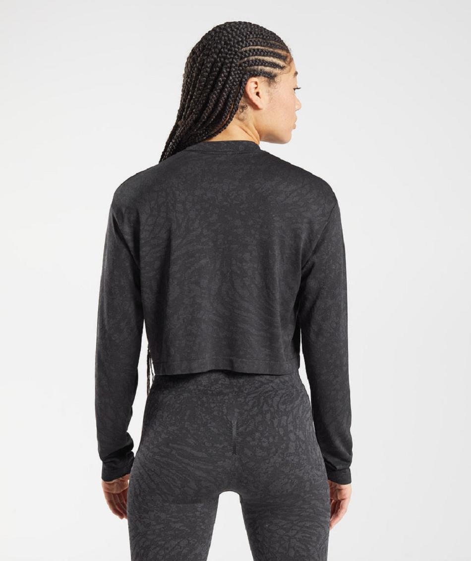 Long Sleeve Gymshark Adapt Animal Seamless Mujer Negras | CO 2292ZUT